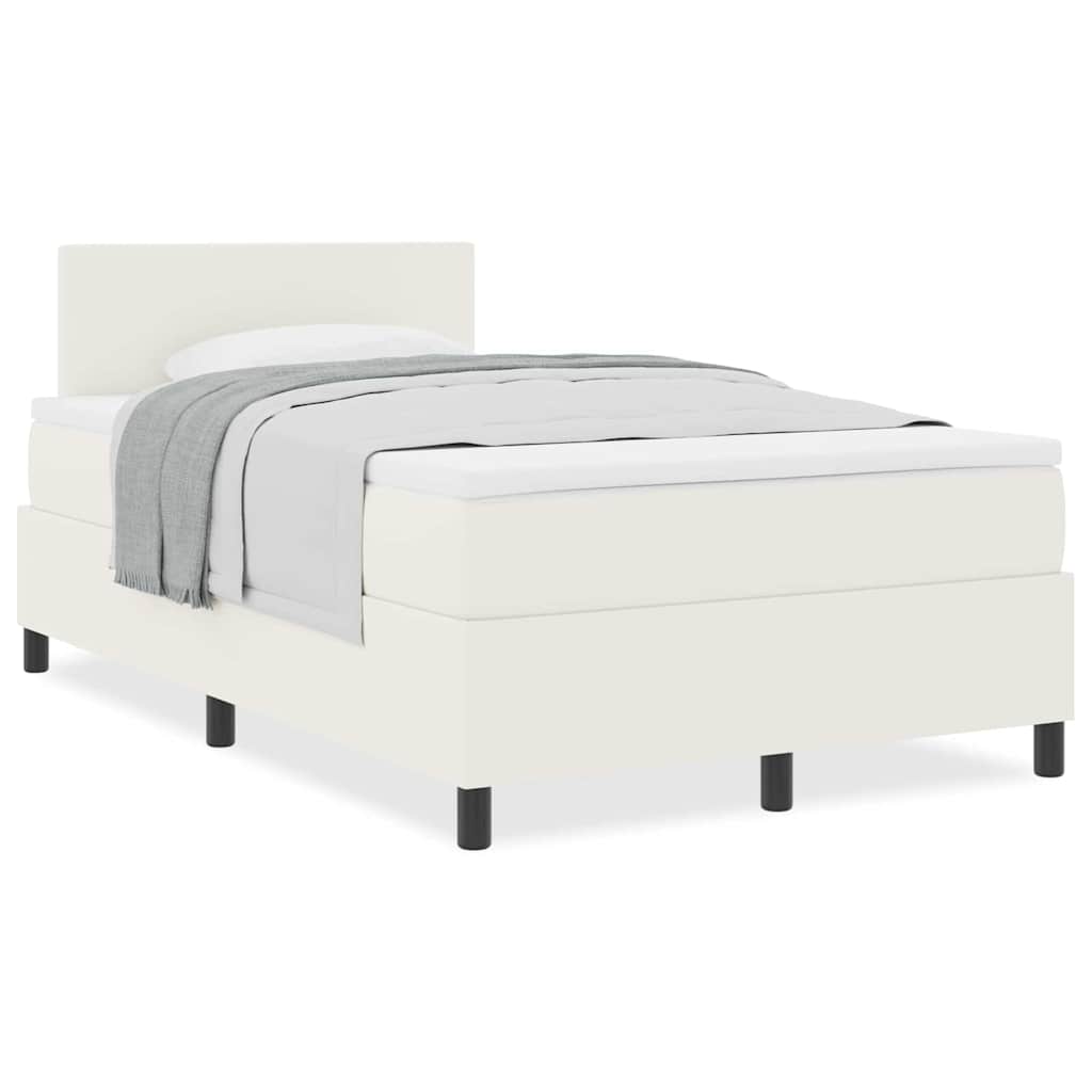 Boxspringbett Creme und Weiß 203 x 120 x 88 cm Cordstoff
