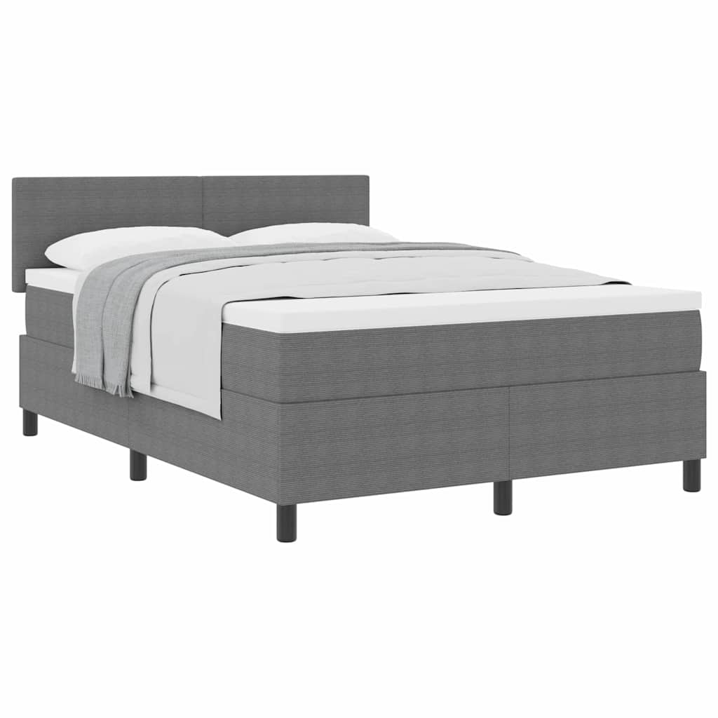 Boxspringbett Hellgrau und Weiß 140 x 190 cm Cordstoff