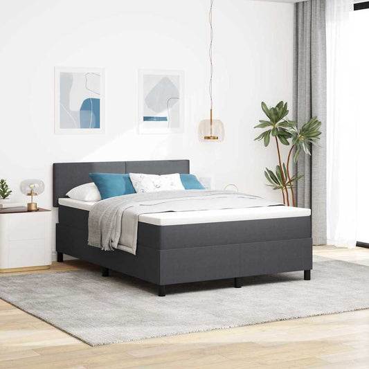 Boxspringbett Dunkelgrau und Weiß 203 x 144 x 88 cm Cordstoff