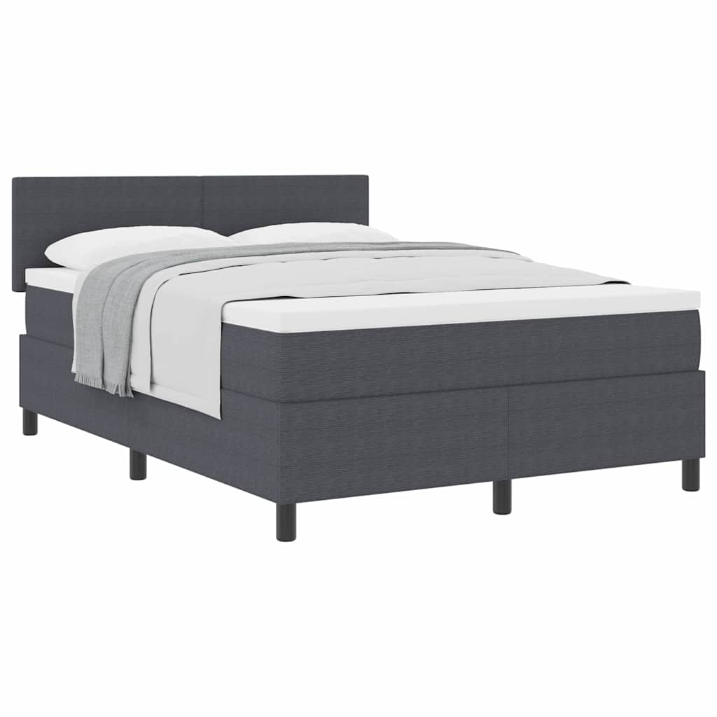 Boxspringbett Dunkelgrau und Weiß 203 x 160 x 88 cm Cordstoff