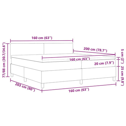 Boxspringbett Dunkelgrau und Weiß 160 x 200 cm Cordstoff