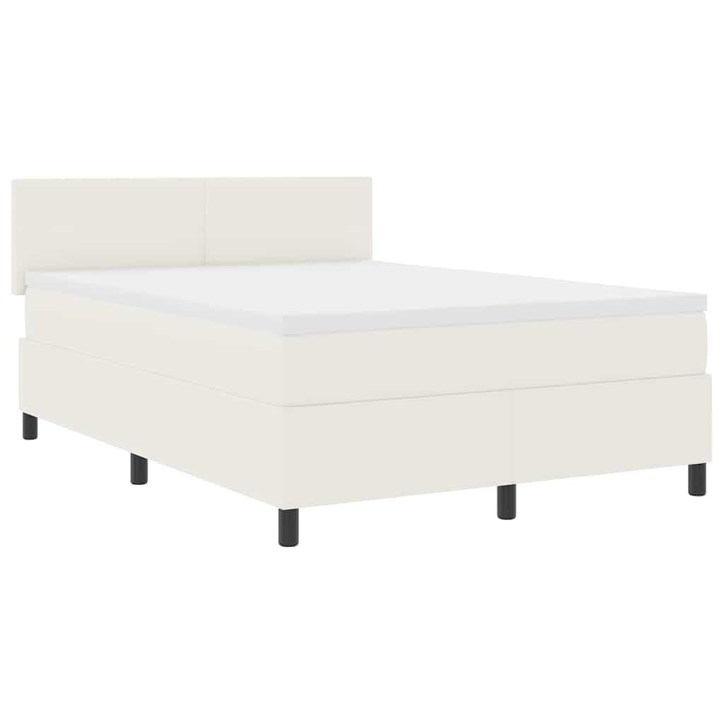 Boxspringbett Creme und Weiß 203 x 160 x 88 cm Cordstoff