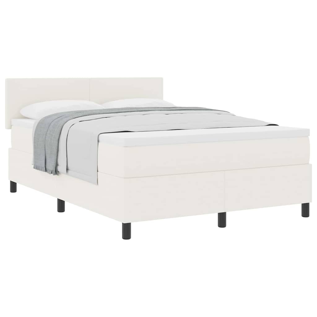 Boxspringbett Creme und Weiß 203 x 160 x 88 cm Cordstoff