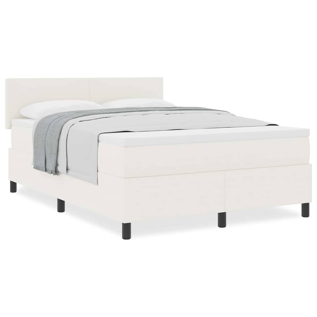 Boxspringbett Creme und Weiß 203 x 160 x 88 cm Cordstoff