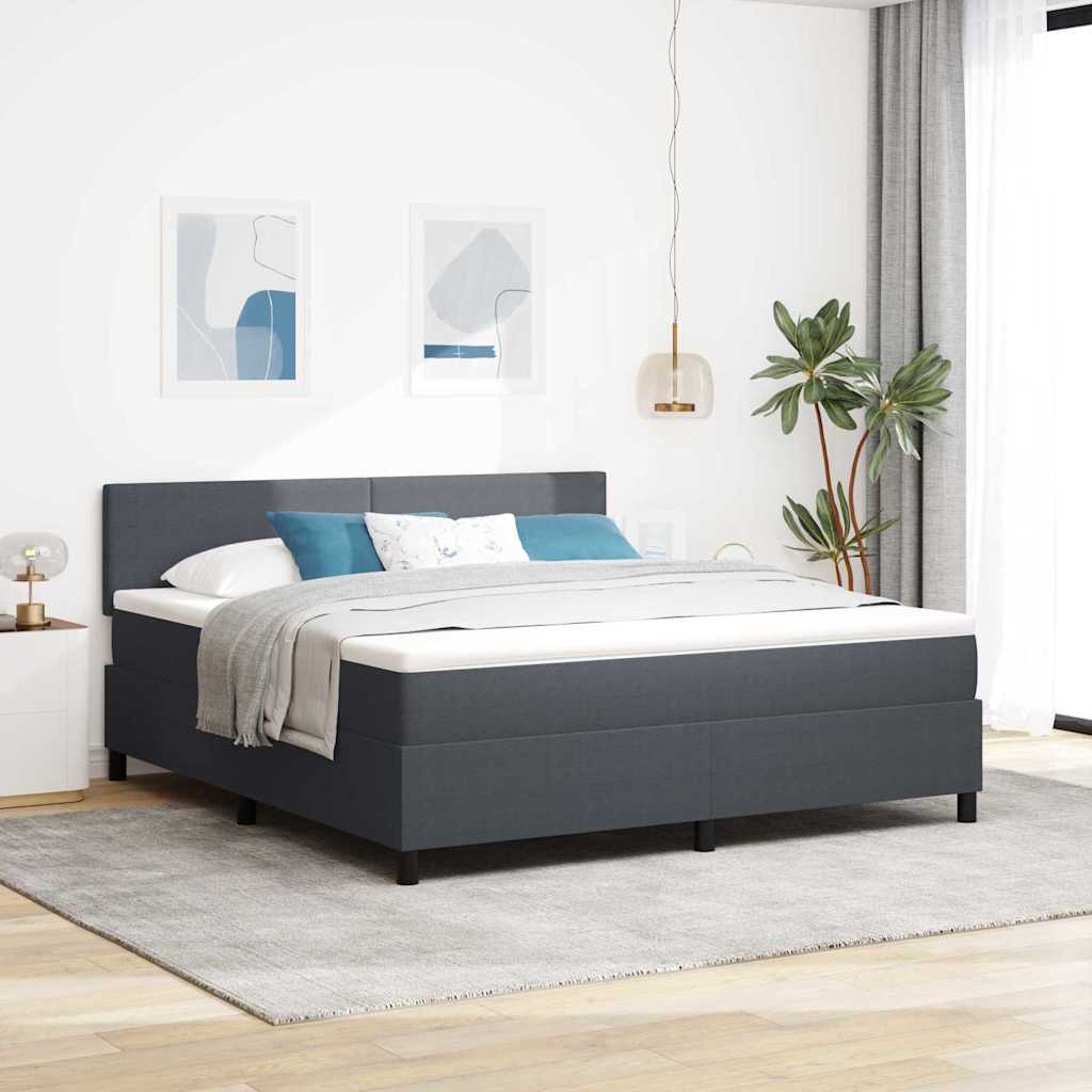 Boxspringbett Dunkelgrau und Weiß 180 x 200 cm Cordstoff