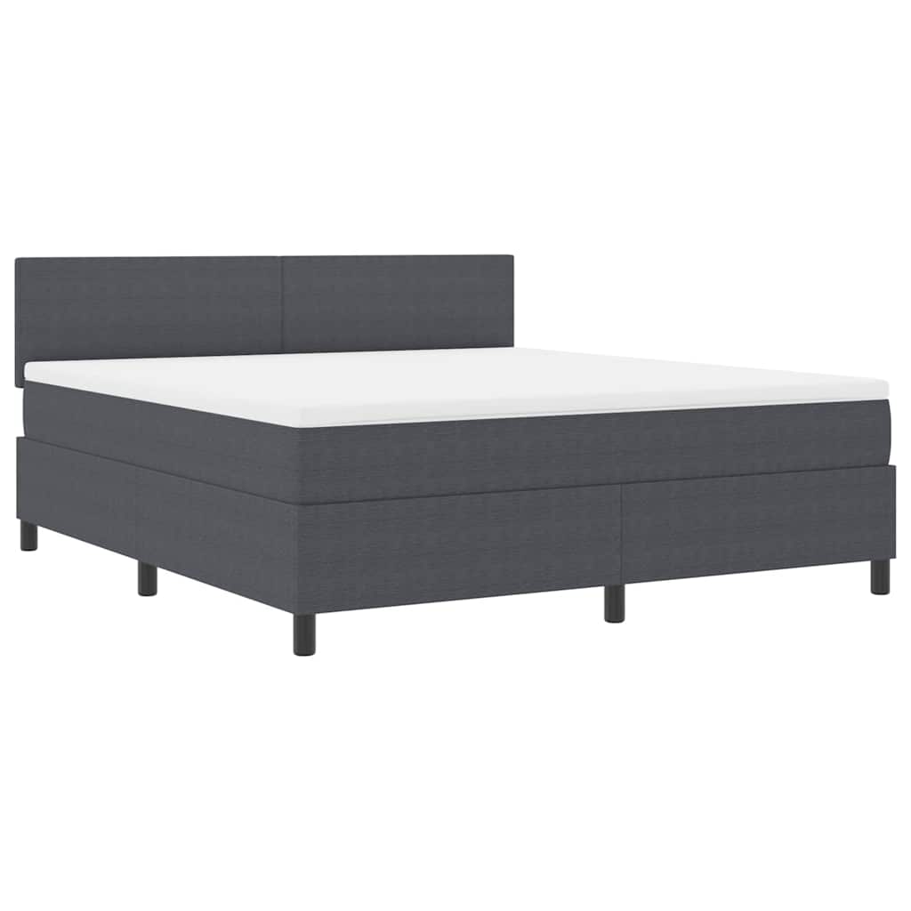 Boxspringbett Dunkelgrau und Weiß 180 x 200 cm Cordstoff