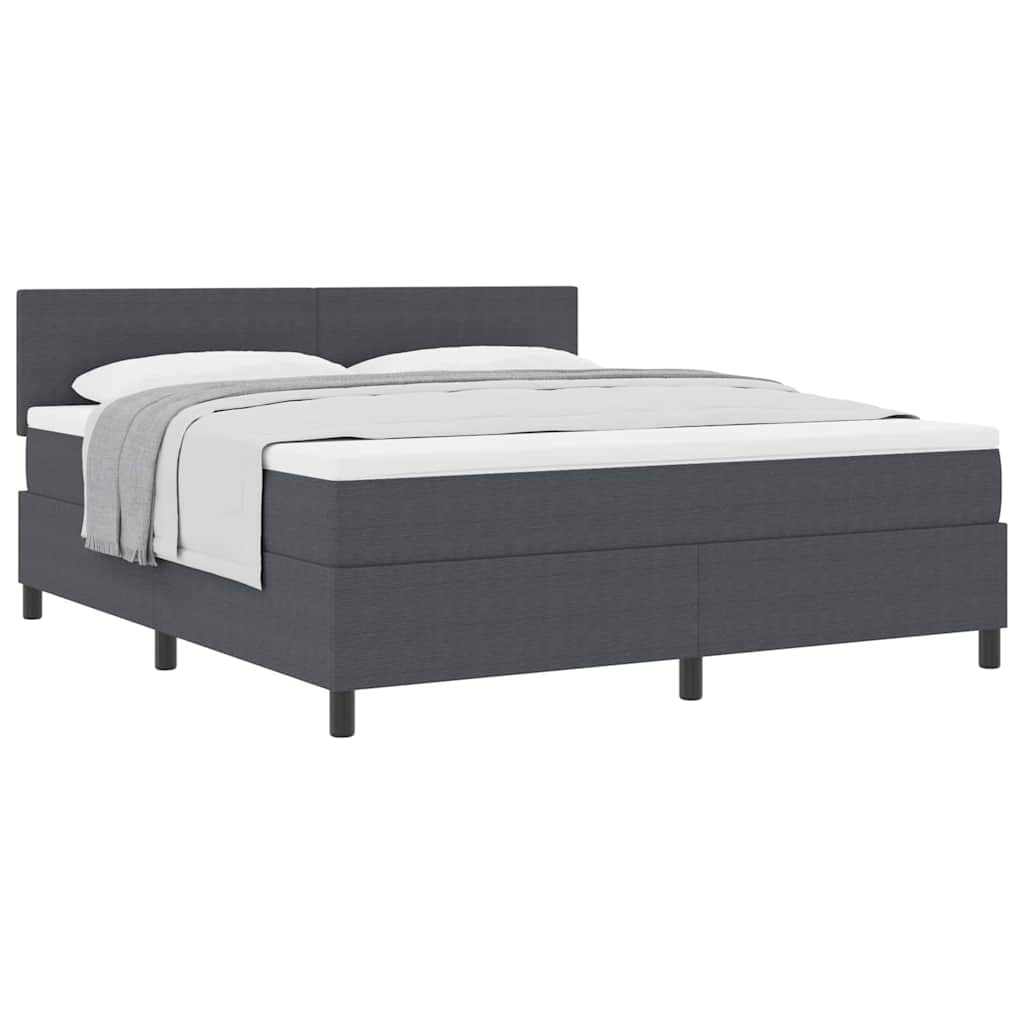 Boxspringbett Dunkelgrau und Weiß 180 x 200 cm Cordstoff