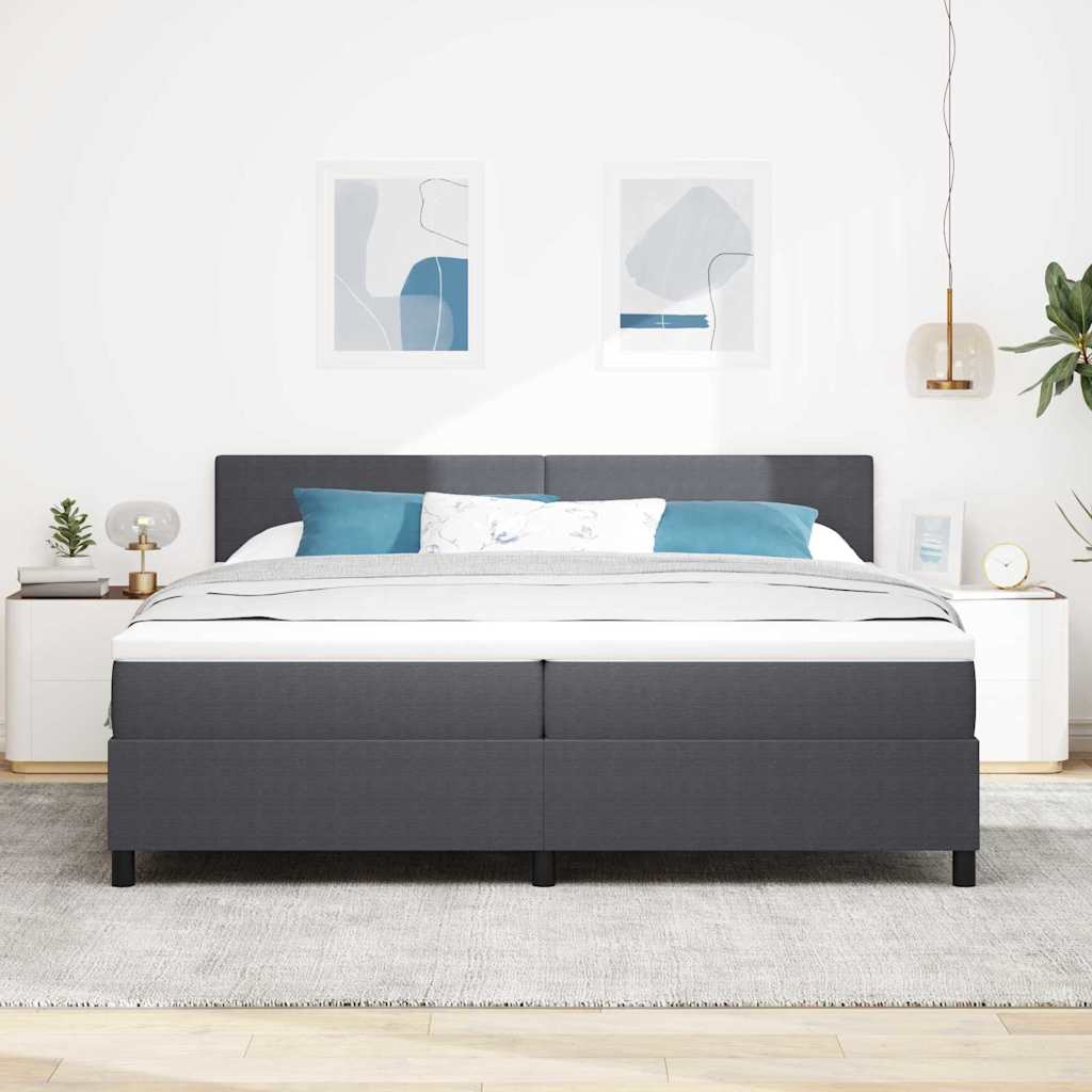 Boxspringbett Dunkelgrau und Weiß 203 x 200 x 88 cm Cordstoff