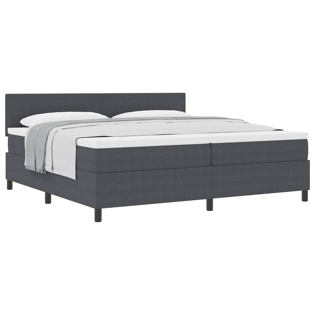 Boxspringbett Dunkelgrau und Weiß 203 x 200 x 88 cm Cordstoff