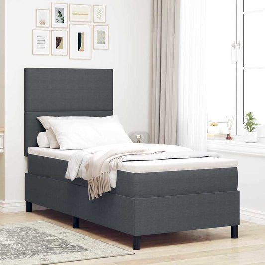 Boxspringbett Dunkelgrau und Weiß 203 x 80 x 128 cm Cordstoff