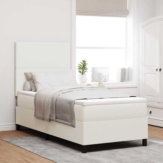 Boxspringbett Creme und Weiß 203 x 80 x 128 cm Cordstoff