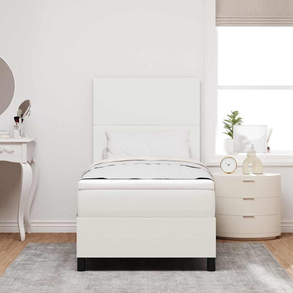 Boxspringbett Creme und Weiß 203 x 80 x 128 cm Cordstoff