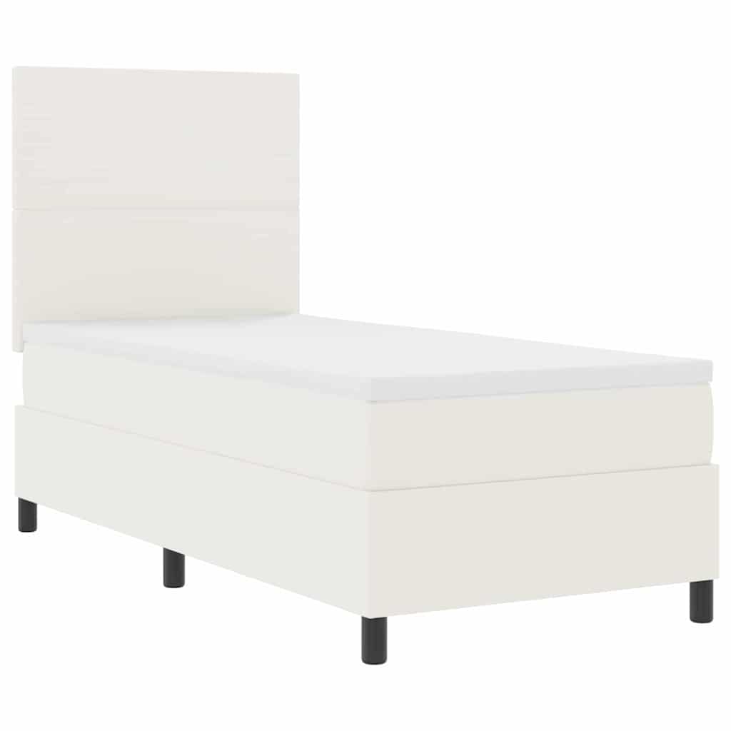 Boxspringbett Creme und Weiß 203 x 80 x 128 cm Cordstoff