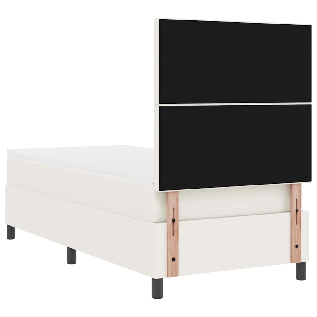 Boxspringbett Creme und Weiß 203 x 80 x 128 cm Cordstoff