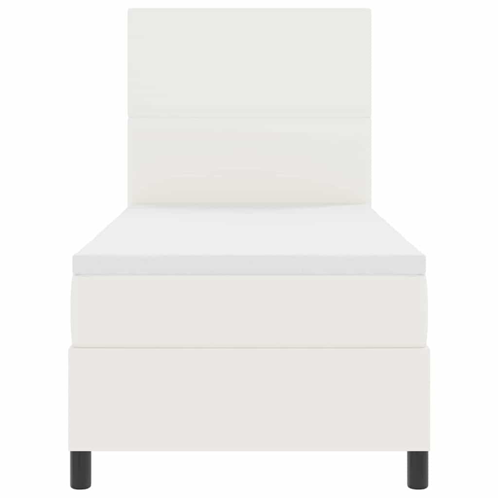 Boxspringbett Creme und Weiß 203 x 80 x 128 cm Cordstoff