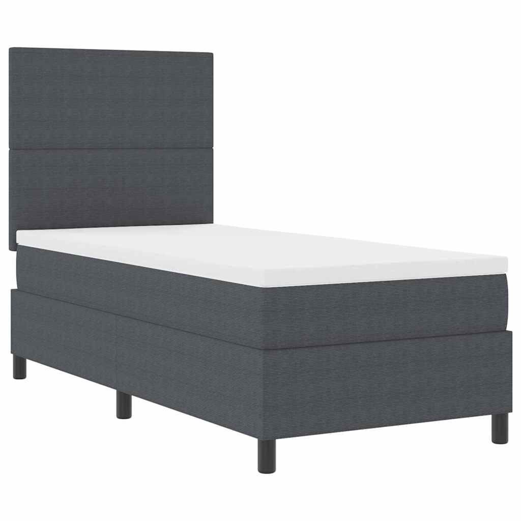 Boxspringbett Dunkelgrau und Weiß 90 x 200 cm Cordstoff