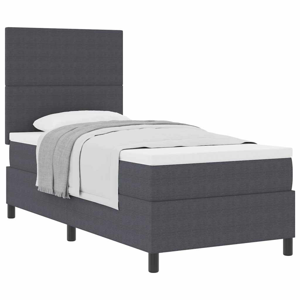 Boxspringbett Dunkelgrau und Weiß 90 x 200 cm Cordstoff