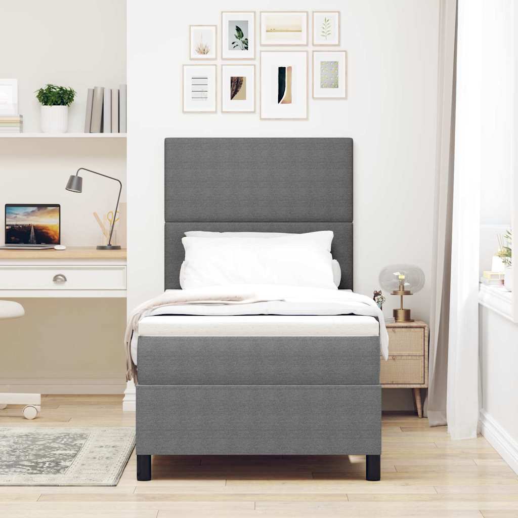 Boxspringbett Hellgrau und Weiß 100 x 200 cm Cordstoff