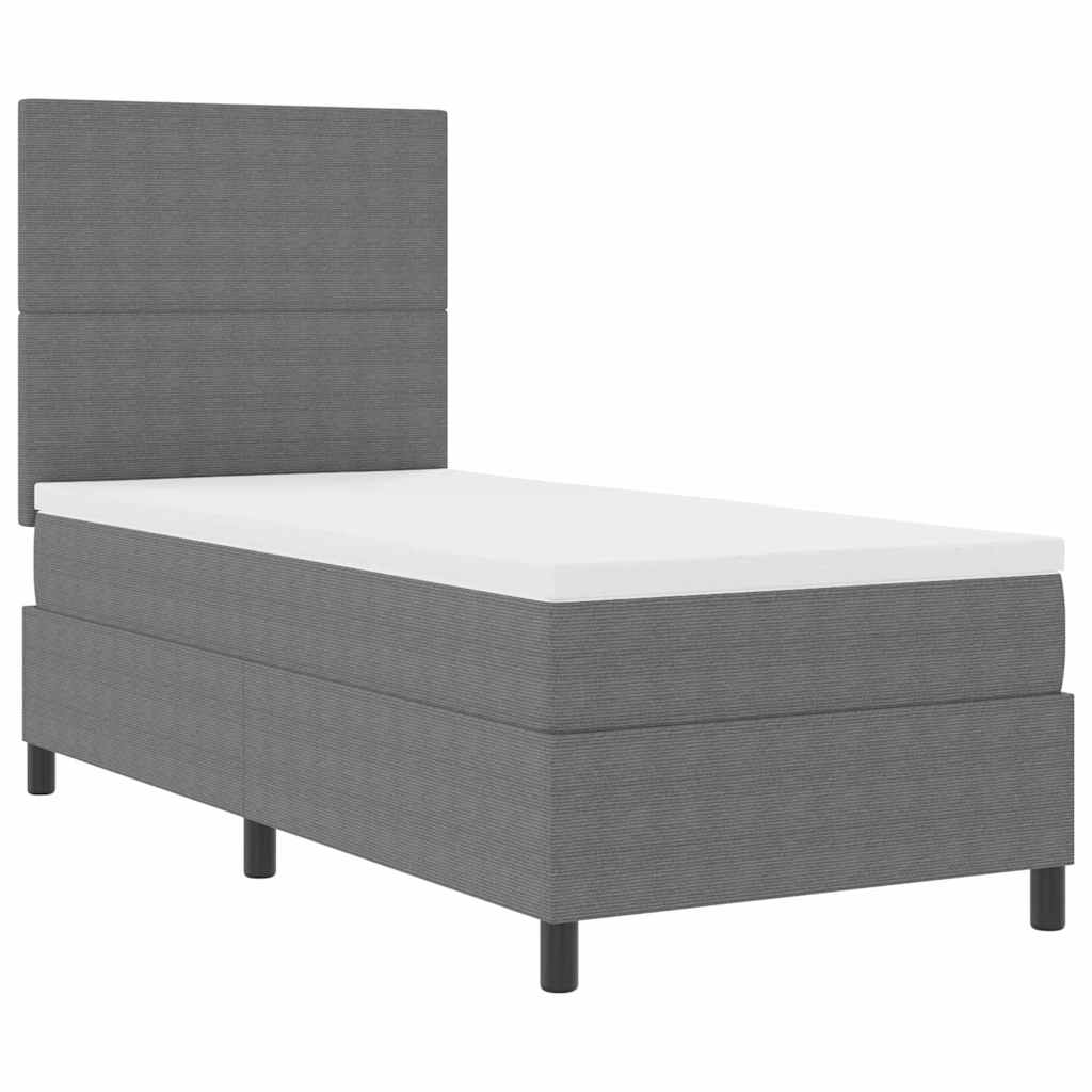 Boxspringbett Hellgrau und Weiß 100 x 200 cm Cordstoff