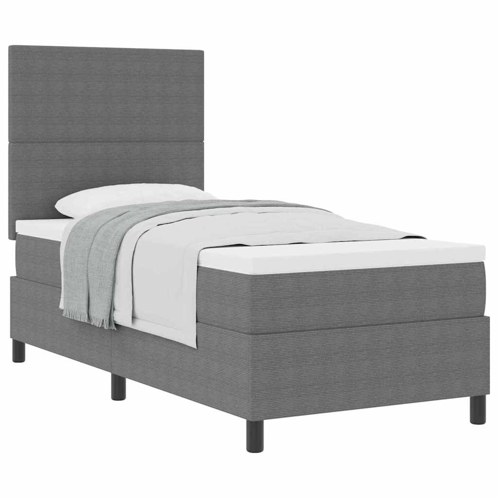 Boxspringbett Hellgrau und Weiß 100 x 200 cm Cordstoff