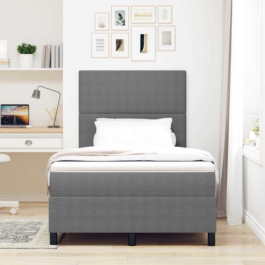 Boxspringbett Hellgrau und Weiß 120 x 190 cm Cordstoff