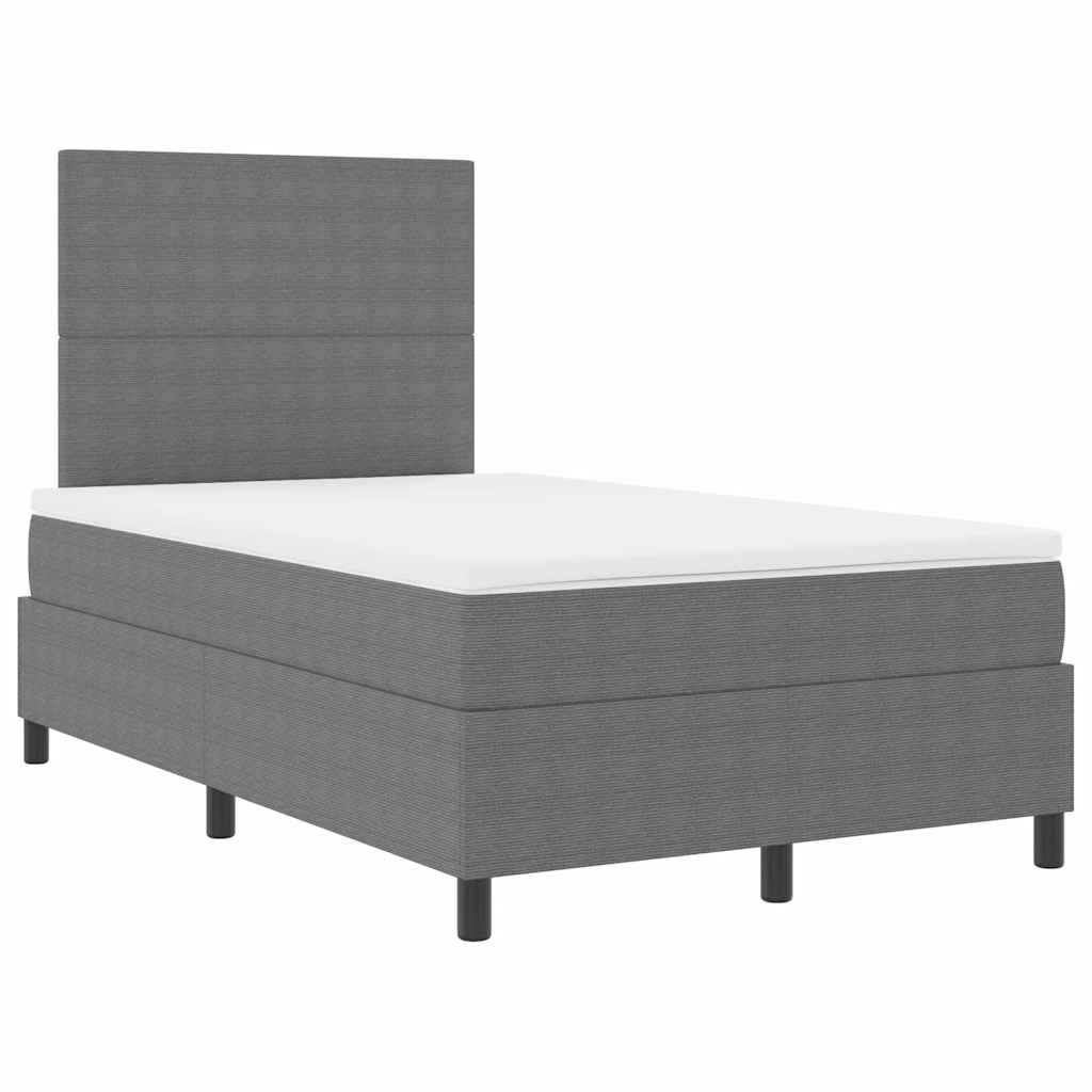 Boxspringbett Hellgrau und Weiß 120 x 190 cm Cordstoff