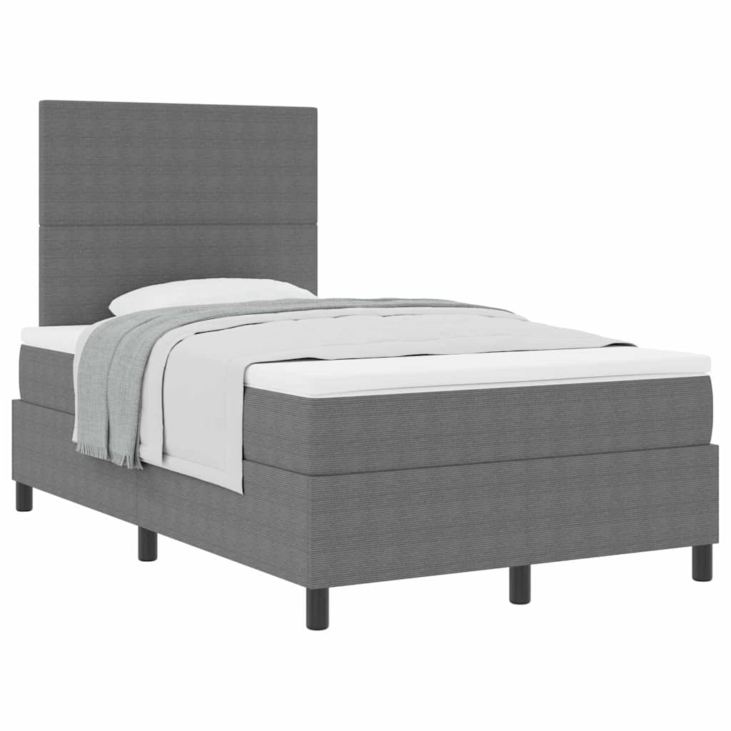 Boxspringbett Hellgrau und Weiß 120 x 190 cm Cordstoff