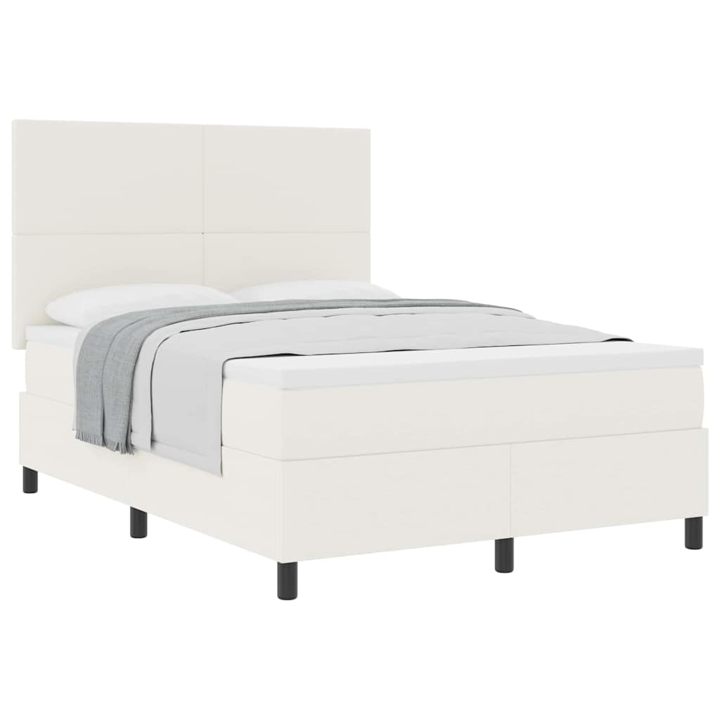 Boxspringbett Creme und Weiß 203 x 160 x 128 cm Cordstoff