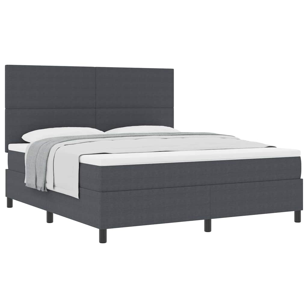 Boxspringbett Dunkelgrau und Weiß 180 x 200 cm Cordstoff