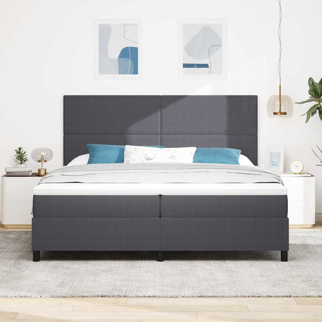 Boxspringbett Dunkelgrau und Weiß 203 x 200 x 128 cm Cordstoff