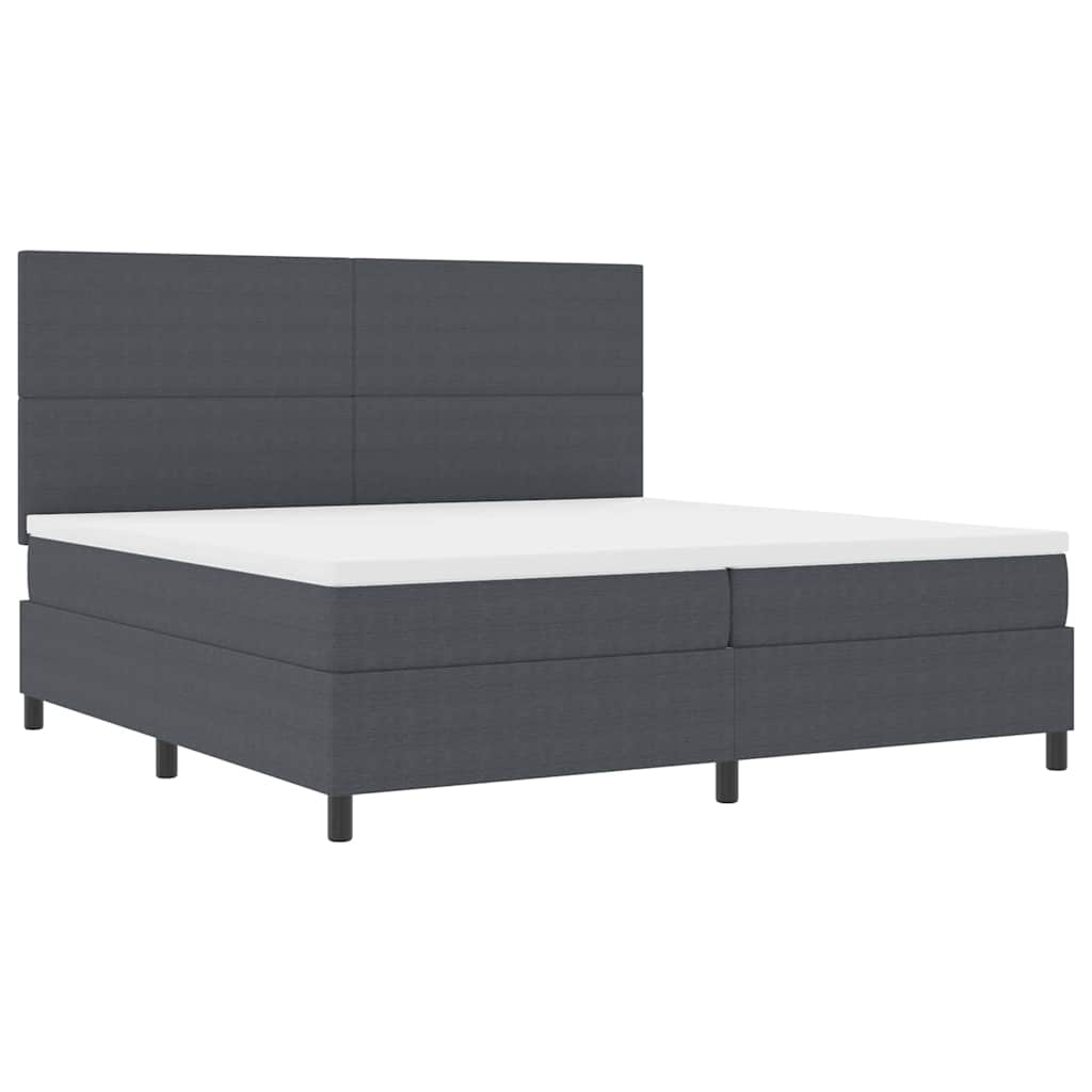 Boxspringbett Dunkelgrau und Weiß 203 x 200 x 128 cm Cordstoff