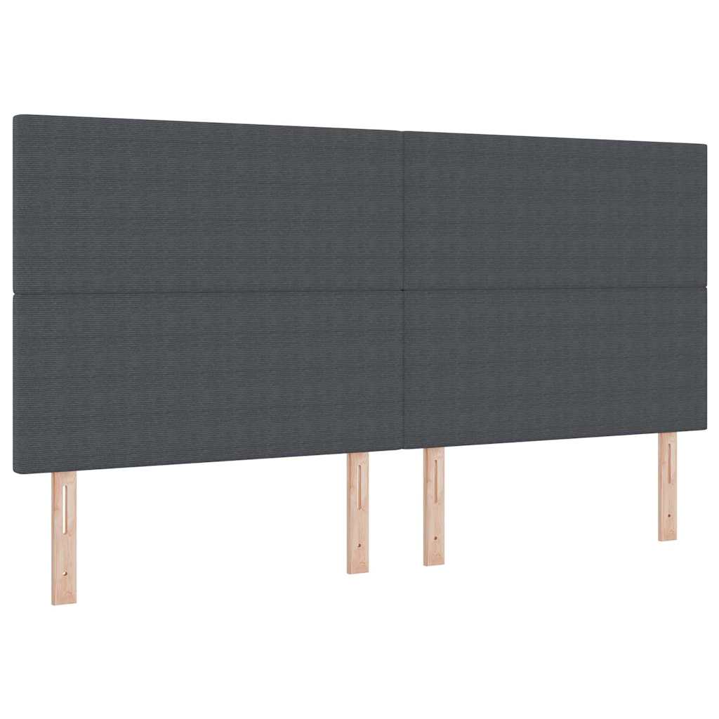 Boxspringbett Dunkelgrau und Weiß 203 x 200 x 128 cm Cordstoff