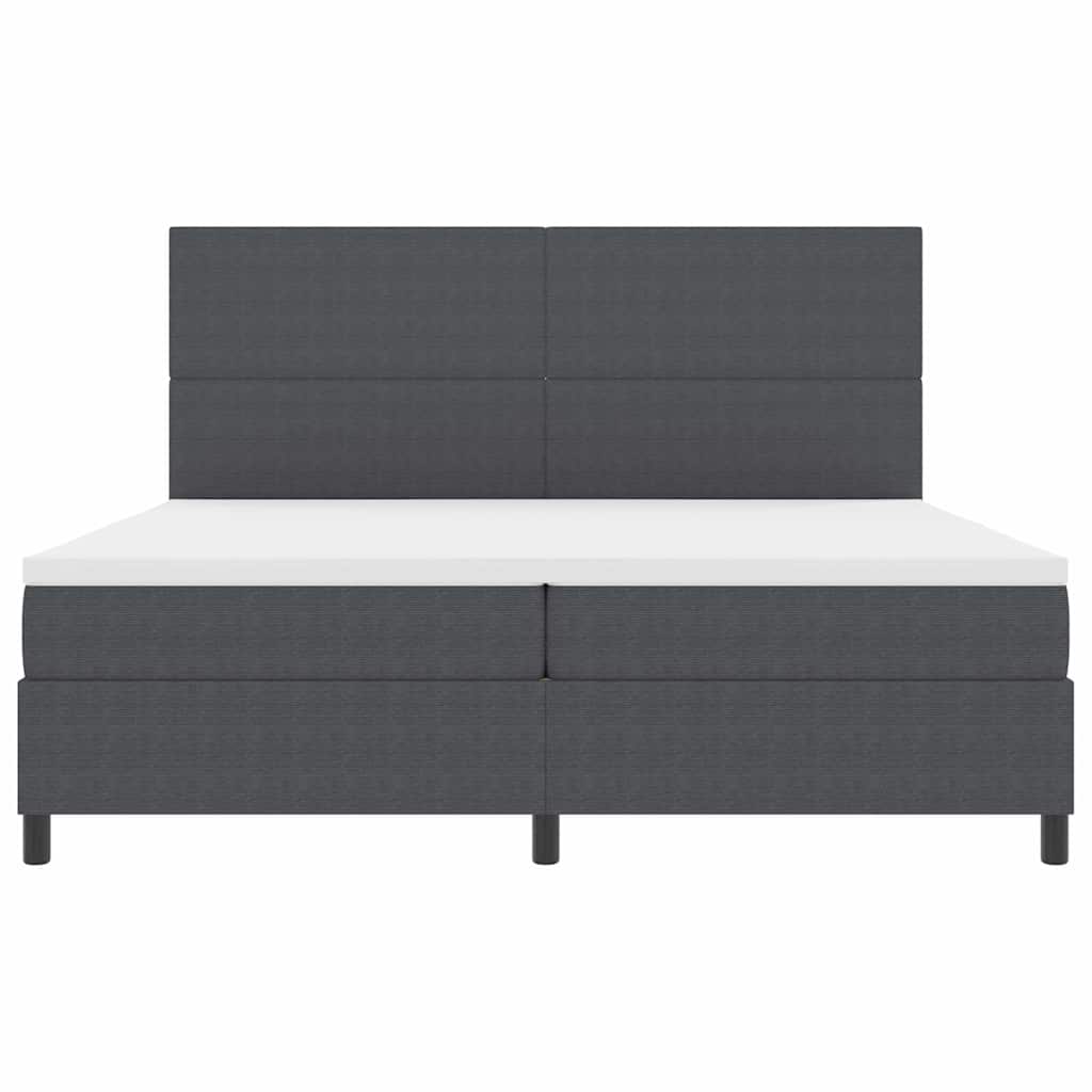 Boxspringbett Dunkelgrau und Weiß 203 x 200 x 128 cm Cordstoff
