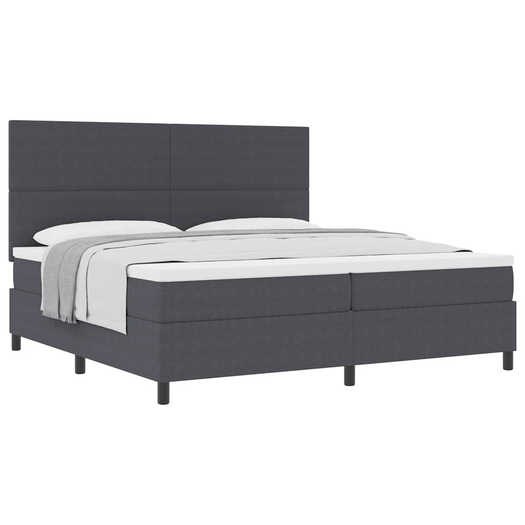 Boxspringbett Dunkelgrau und Weiß 203 x 200 x 128 cm Cordstoff
