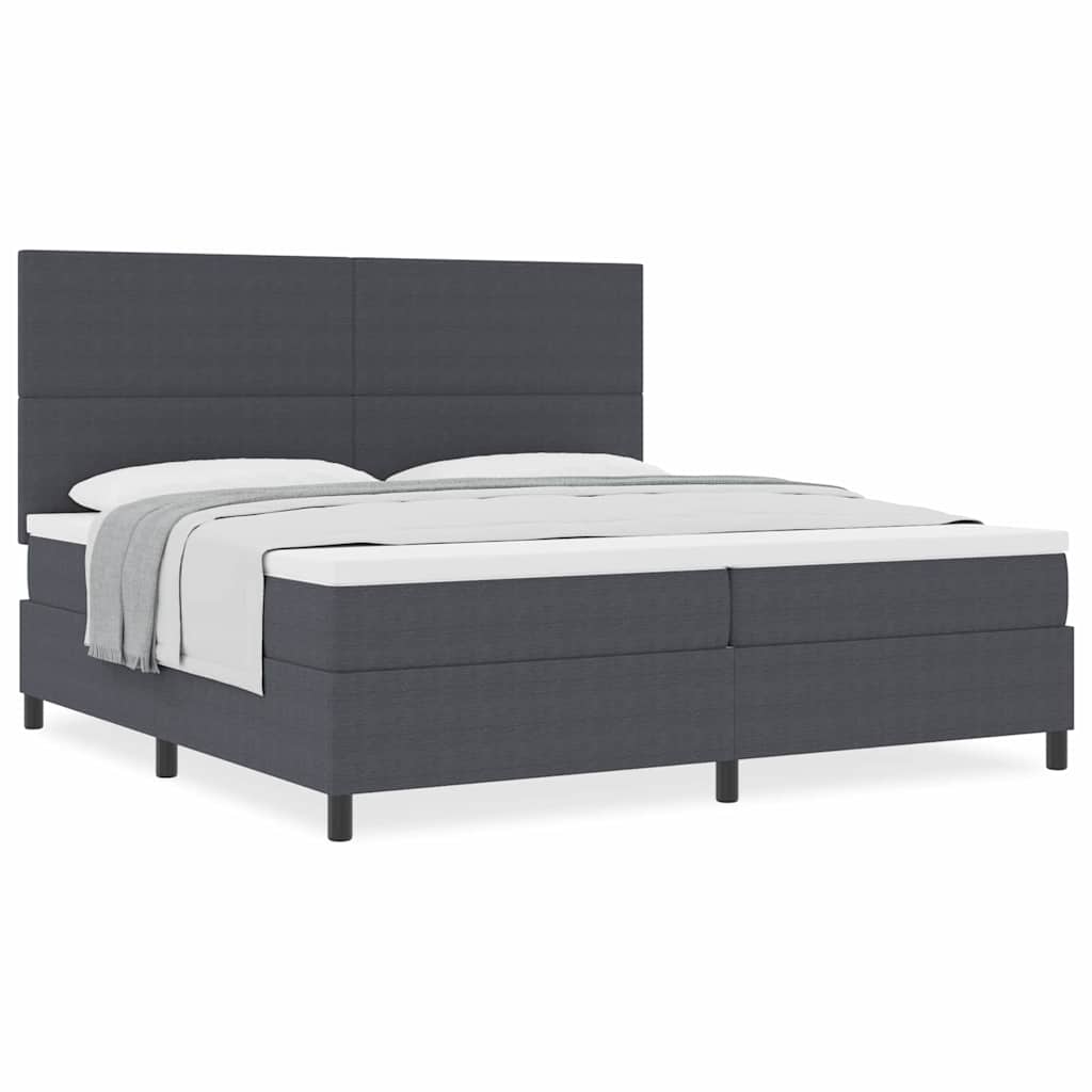 Boxspringbett Dunkelgrau und Weiß 203 x 200 x 128 cm Cordstoff