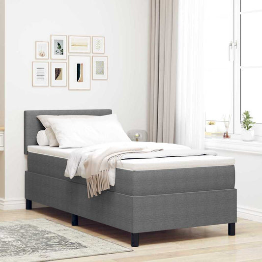 Boxspringbett Hellgrau und Weiß 203 x 80 x 88 cm Cordstoff