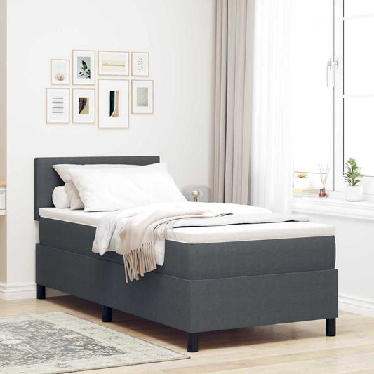 Boxspringbett Dunkelgrau und Weiß 193 x 90 x 88 cm Cordstoff