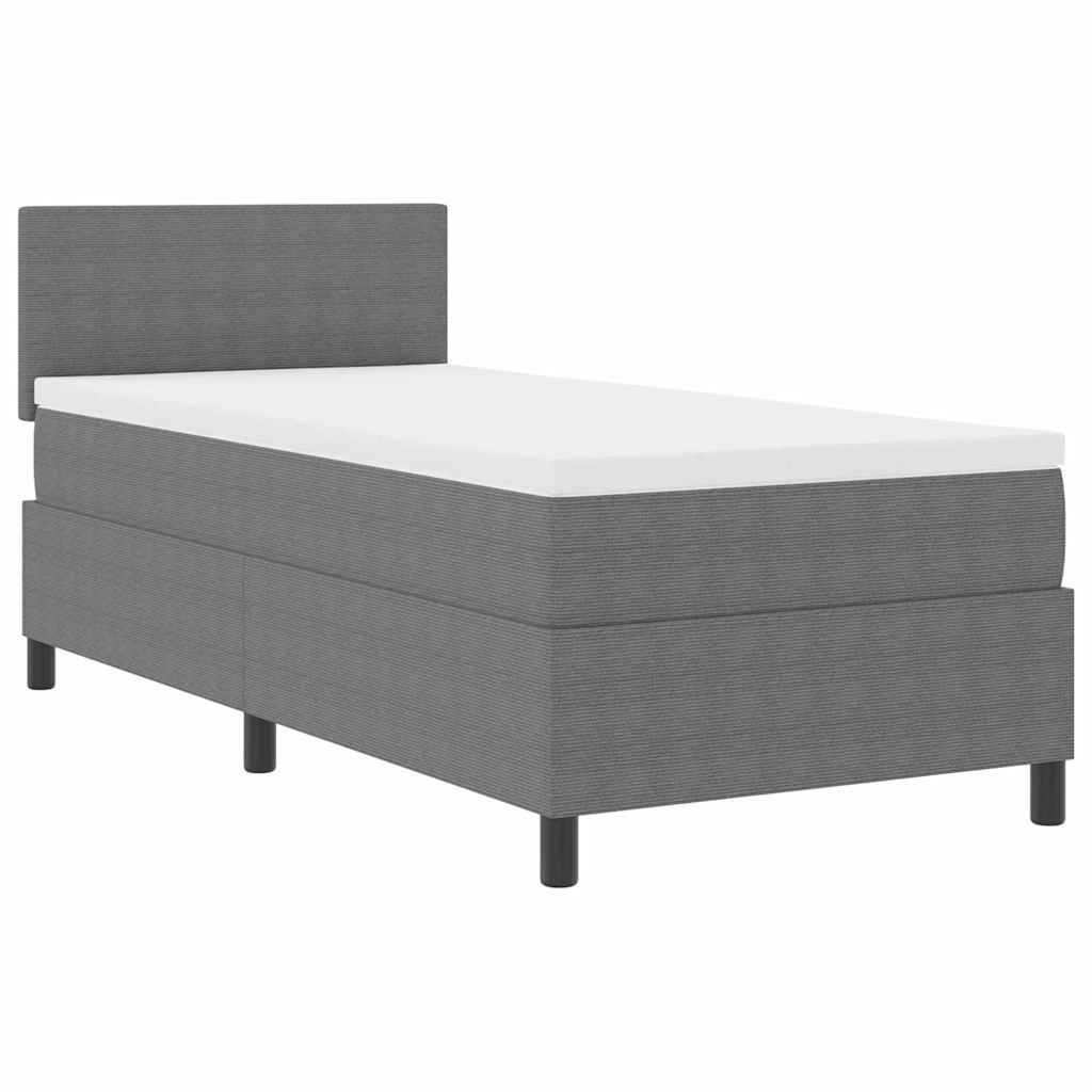 LED Boxspringbett Hellgrau und Weiß 90 x 200 cm Cordstoff