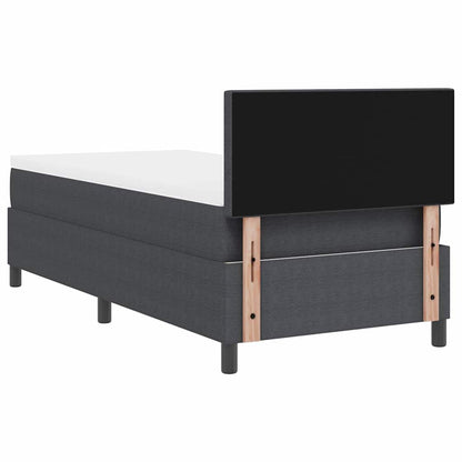 LED Boxspringbett Dunkelgrau und Weiß 100 x 200 cm Cordstoff