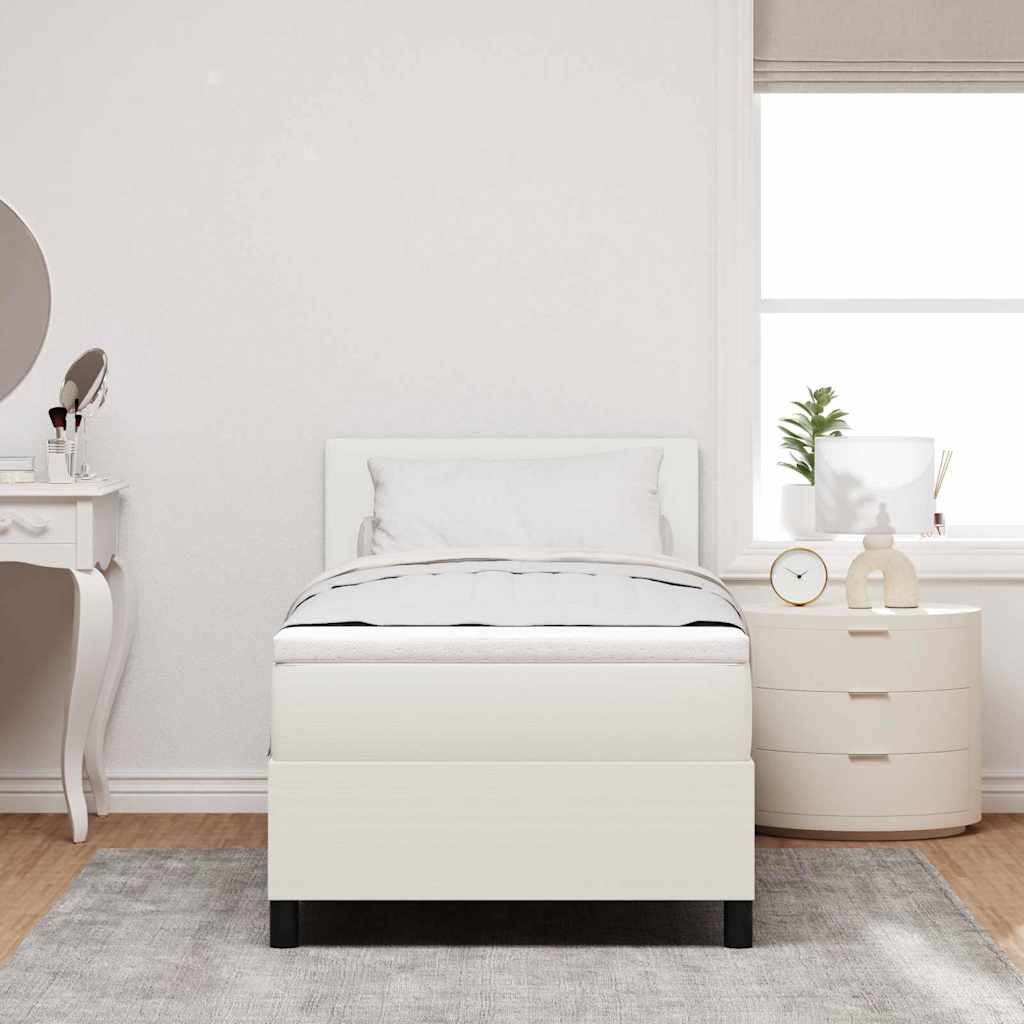 Boxspringbett Creme und Weiß 203 x 100 x 88 cm Cordstoff