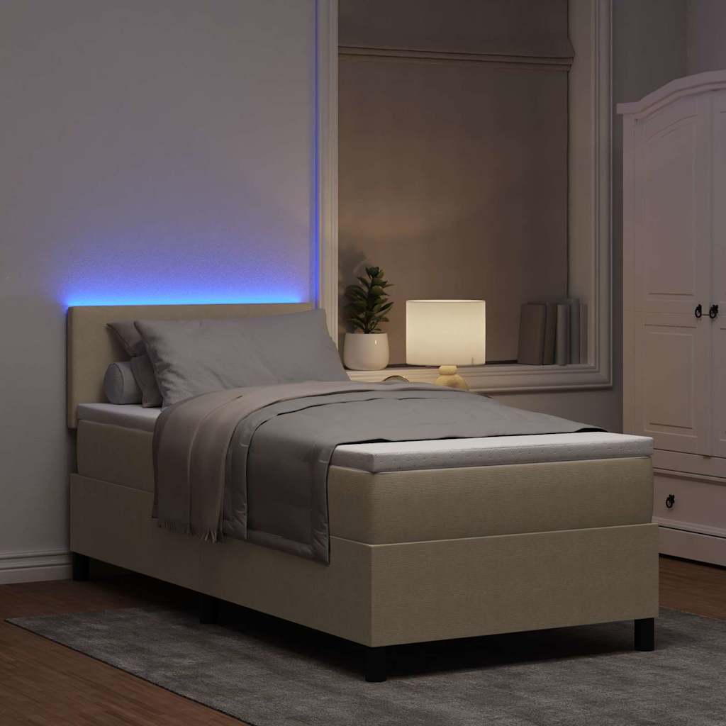 Boxspringbett Hellgrau und Weiß 203 x 100 x 88 cm Cordstoff