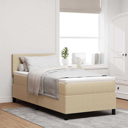 Boxspringbett Hellgrau und Weiß 203 x 100 x 88 cm Cordstoff