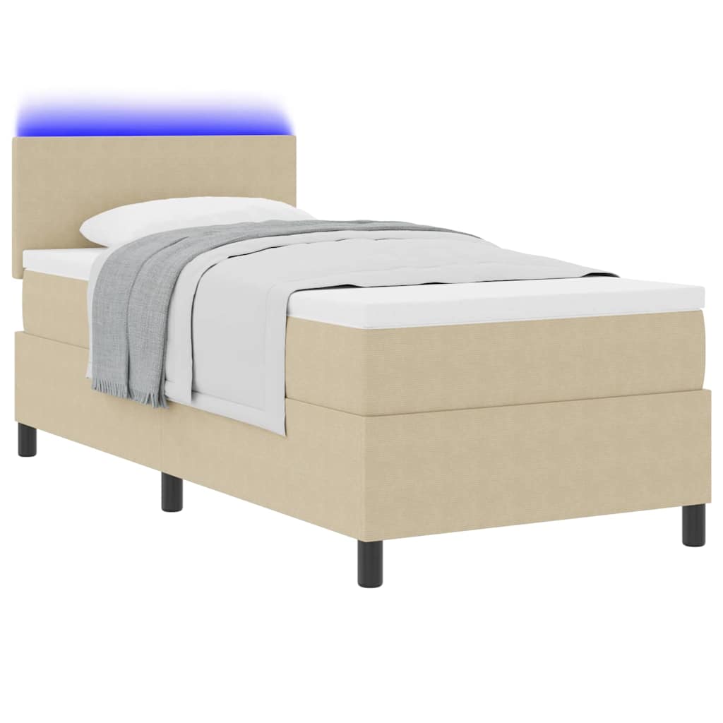 Boxspringbett Hellgrau und Weiß 203 x 100 x 88 cm Cordstoff