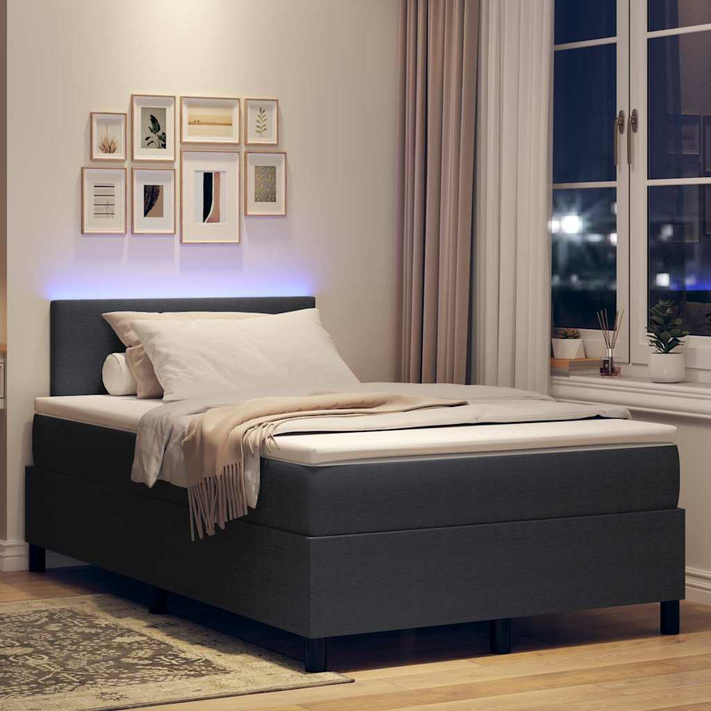 LED Boxspringbett Dunkelgrau und Weiß 120 x 190 cm Cordstoff