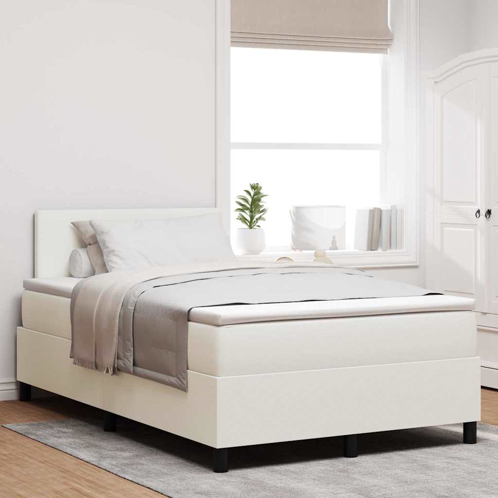 Boxspringbett Creme und Weiß 203 x 120 x 88 cm Cordstoff