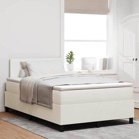 Boxspringbett Creme und Weiß 203 x 120 x 88 cm Cordstoff