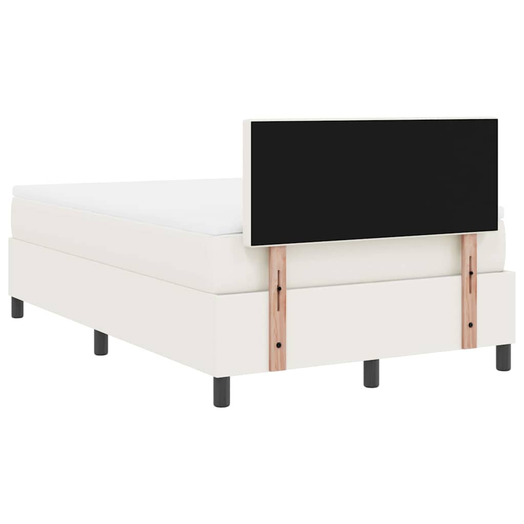 Boxspringbett Creme und Weiß 203 x 120 x 88 cm Cordstoff