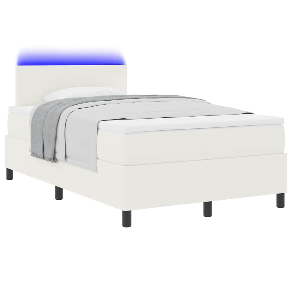 Boxspringbett Creme und Weiß 203 x 120 x 88 cm Cordstoff