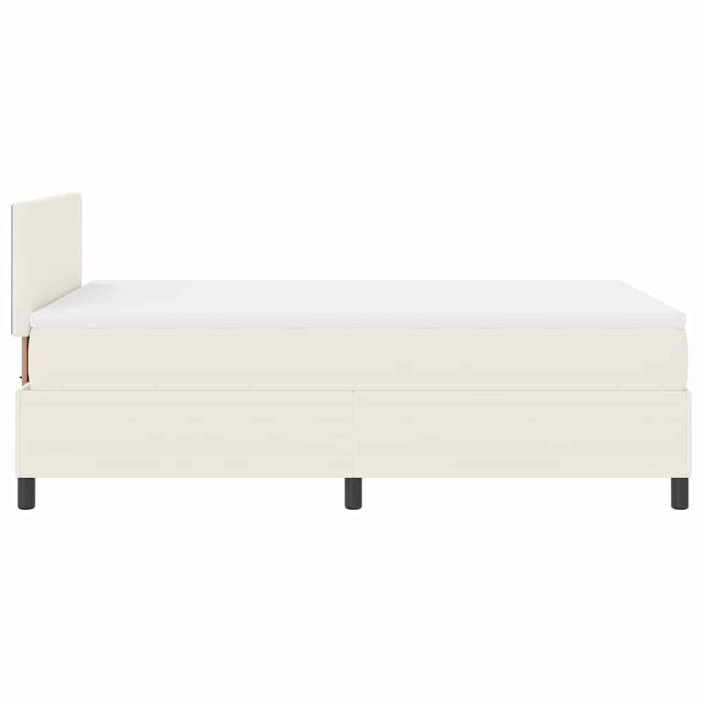 Boxspringbett Creme und Weiß 203 x 120 x 88 cm Cordstoff