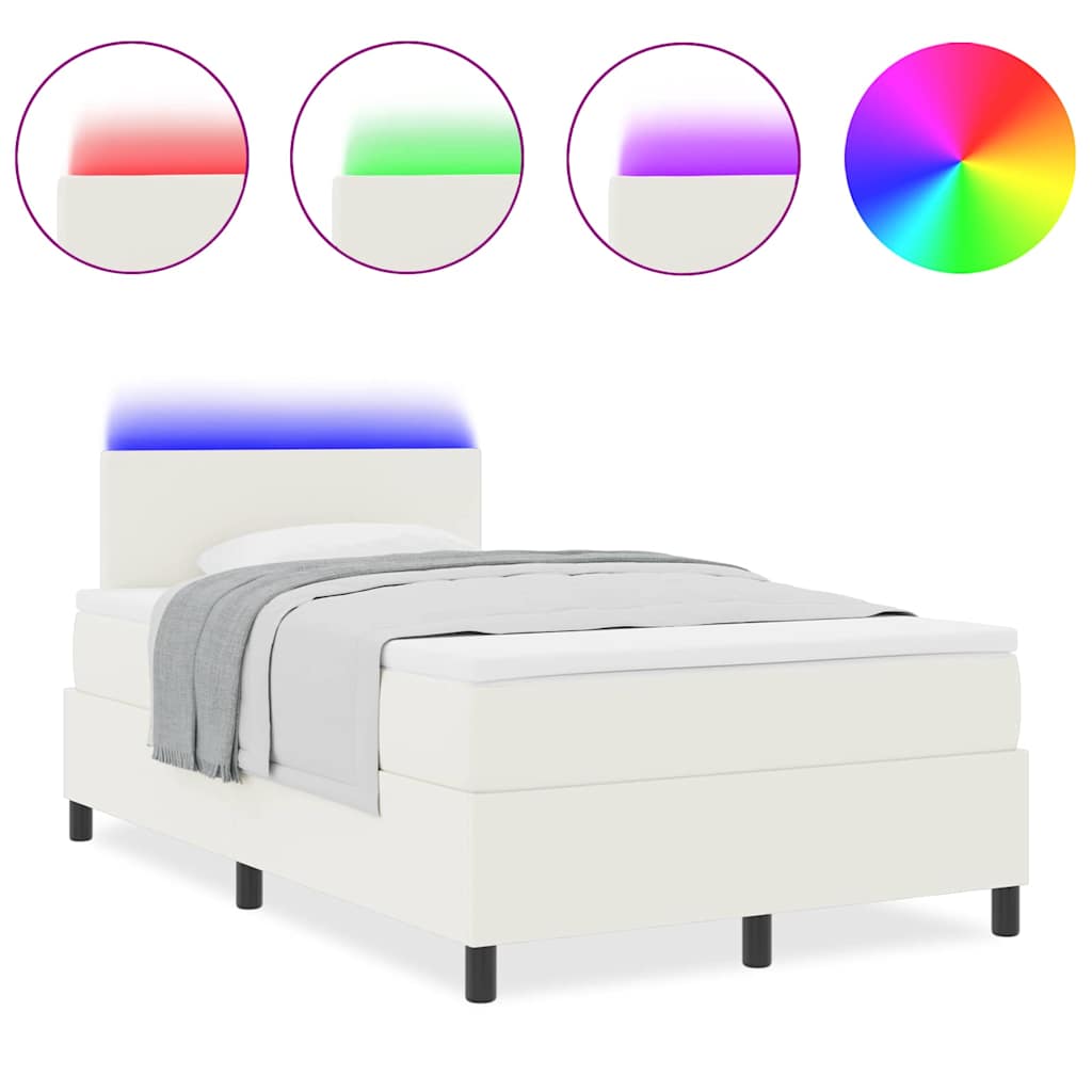 Boxspringbett Creme und Weiß 203 x 120 x 88 cm Cordstoff